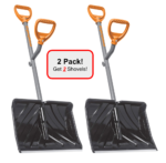 Ergie Shovel ERG-SNSH18 | Steel Shaft Impact Resistant 18" Snow Shovel | 48-Inch Shaft | Push/Scoop Combination Blade (Open Box) | 2 PACK