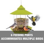 Restored Sun Joe SJ-WBFX-GRN Wild Bird Hanging Feeder, w/Roof and Hexagonal Shape, for Outdoor Garden & Yard Decoration, 2.15 Lbs Bird Seed & Nut Capacity (Refurbished) - Image 2