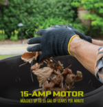 Sun Joe SDJ617E | Bladeless Electric Leaf Mulcher + Shredder | 15 Amp | 8,000 RPM | Mulches Up to 55 Gallons of Leaves Per Minute | Black (Refurbished) | In Store Exclusive - Image 2