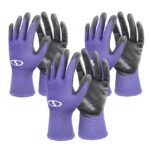 Restored Sun Joe GGNP-S3-PRP Reusable Nitrile-Palm Gloves | Tactile | Washable | One Size Fits Most | Set of 3 (Purple) (Refurbished)